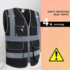 Industriële reflecterende veiligheidsvest Veiligheidsvest Hoge zichtbaarheid Multi -zakken Reflecterend vest voor mannen ANSI/ISEA -normen