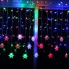 Juldekorationer ledde snöflinga Garland Light Up Curtain Fairy Year for Home Living Room 16LED 221201