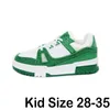 Kids Designer Sneaker Virgil Trainer Casual Shoes Calfskin White Green Red Blue Letter Overlays Platform Low Sneakers Size 28-45