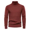 Mens Sweaters AIOPESON Solid Color Knitted Turtleneck Male Sweater Cotton High Quality Warm Pullover Winter Casual for 221130