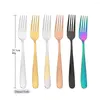 Dinnerware Sets Vintage 6Pcs Colorful Fork Set Kitchen Dinner Stainless Steel Cutlery Western Home Dessert Forks Silverware