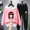Clothing Sets Girl Casual 2Pcs Spring Autumn Toddler Girls Cartoon Hooded Coat T shirt Pants Students Tracksuit Boutique Clothes 221130