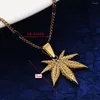 Pendentif Colliers 24K Or Couleur Feuille Collier Femmes Hommes Mode Charme Bijoux