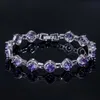 Bracelet Chain Shiny Zircon Sapphire Emerald Colored Gemstone Bangle S925 Sterling Silver Bride Wedding Luxury Jewelry