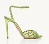 Marca de moda amor enlace sandalia cristal s￡ndalo sandalia tacones de tacones sandalias zapatos de noche para mujeres dise￱adores de lujo de alto tac￳n envoltura de tobillo