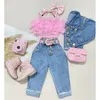 Clothing Sets FOCUSNORM Little Girls Fashion Clothes 1 6Y Ruffles Fur Feather Sleeveless Camisole Tops High Waist Denim Pants 2pcs 221130