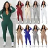 Kvinnors jumpsuits stickade rib bodycon fitness playsuit långärmad dragkedja kropp broderi rompers faller vinter sportkläder