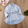 Płaszcz 1 5y Toddler Kid Baby Girl Autumn Winter Windbreaker Bow Otwear Overcoat Rain Coat Snowsit Solid Blue 221130