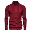 Herrtröjor Turtleneck stickad avslappnad smal passform Basic High Collar Pullover Manlig Elastic Business Men 221130