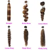 P4/27 Piano Color Brazilian Dubbel wefts 100% Human Hair Extensions Deep Wave Kinky Curly One Piece/Lot 10-30-tums bunt lockigt