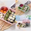 Lunchboxen, Taschen, Lunchbox, Bento-Boxen, quadratisch, nordischer grüner Weizen, versiegelt, separater Reisschalenduft in Lebensmittelqualität, 3 2Hx F2 Dhgarden Dhf5V