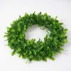 Decorative Flowers Artificial Green Leaves Wreath Faux Boxwood 16.5' Round For Front Door Wedding Decorations