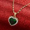 Pendant Necklaces Heart Charm Women Girl Gold Color CZ Stone Necklace Jewelry African Arab Middle East Gifts