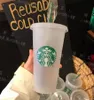 DHL Mermaid Goddess Starbucks Cups 24oz/710ml Plastic mokken Tuimelaar Herbruikbaar Clear drinkplatige bodem pilaar vorm deksel stro kopje