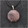 Pendant Necklaces Natural Stone Purple Aventurine Engraved Tai Chi Bagua Figure Pendant Jade Pendum Healing Reiki Fengshui Necklace Dhujy