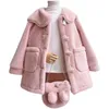 Mantel Kinder Mädchen Jacke Outwear Süße Faux Pelz Warm Plus Samt Verdicken Winter Woolen Outdoor Fleece Kinder Kleidung 221130