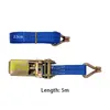 2PCS Car Motorcycle Sicting Lanking Cargo Correia Ratchet Belt Weaving 5M Resistente ao desgaste com metal Buiz de fivela de poliéster Blu