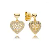 Boucles d'oreilles clous LR or jaune femmes charme bijoux abeille papillon amour Zircon Triangle mode fête 2022 tendance cercle authentique