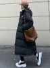 Dames Down Parkas Long Jackets Hooded Winter Coats Vrouw Solid Black Koreaanse modezijde splitsen vrouwelijk dik 221201