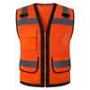 Construction clothing Hi Vis Safety Vest Orange Reflective Work Vest for Warehouse Construction Working Vest Men Workwear