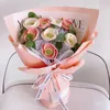 Fleurs décoratives lait coton fleur tricotée à la main coloré Crochet Bouquet cadeau fait maison pour les amoureux fête de mariage décoration de la maison