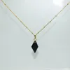 Hangende kettingen 5 -stc juwelen steen piramide gefacetteerd kristal kwarts goud punt vrouwen zwarte obsidiaan genezing ketting famale