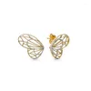 Boucles d'oreilles clous LR or jaune femmes charme bijoux abeille papillon amour Zircon Triangle mode fête 2022 tendance cercle authentique