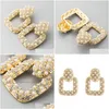 Dangle Chandelier Jewelry Geometric Square Drop Earrings For Women Simate Pearls Crystal Rhinestones Earring Bohemian Ethnic Delive Dhmfs