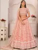Blush Pink Party Prom Invité Robes avec Wrap Choli Indien Lahnga Demi Saree Lehenga Caftan Princesse Soirée Pccasion Robe