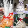 Rotolo di carta in cellophane per confezioni regalo Natale trasparente Avvolgimento di sacchetti di fiocchi di neve Foglio di cestino per rotoli di plastica per fiori di Natale
