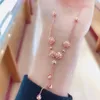 Hangende kettingen 585 paars goud Russische tassel holle bloem ketting voortreffelijke 14k roze eendelige sleutelbeenketting