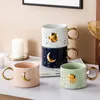 Muggar Creative Ceramic Gold Moon Sun Coffee With Handgrip Porcelain Te Milk Cups Nordic Home Office Water Mug Cup Nice Gift
