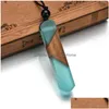 Pendant Necklaces Vintage Menwoman S Fashionable Wood Resin Necklace Pendant Woven Rope Chain Selling Jewelry Gifts Drop Delivery Ne Dhcsn