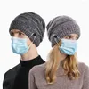 Cykelmössor Beanies Sticked Hat Winter Hats For Women Män Skallies Cap Sport Warm Thick With Face Mask Hanging Button