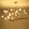 シャンデリア素朴な木の枝ガラスバブルシャンデリア照明バーレトロ天井ヴィンテージホーム装飾ラストラスト照明器具