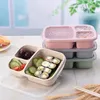Grid Wheat Straw Lunch Boxes Microwave Bento Food Grade Health Dinner Box Student Portable Fruit Snack Storage Container Sea Shipping tt1202