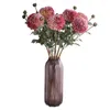 장식용 꽃 80cm 유럽 레트로 2 Dahlia 거실 테이블 카운터 장식 꽃 배열 인공 포지로 소품 DIY