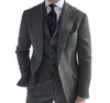 Мужские костюмы Blazers 3 штуки мужская шерсть бизнес -ретро классический узор елочки для жениха твид