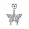 Navel Bell Button Rings Surgical Steel Belly Button Rings Cubic Zirconia Butterfly Navel Curved Barbell Studs Sexy Body Piercing J Dhqaq