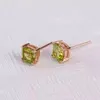 Ohrstecker LANZYO 925 Sterling Silber Natuarl Peridot Mädchen Geburtstagsgeschenk Prinzessin Quadrat Ohrring Feiner Schmuck für Frau