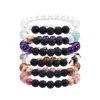 Beaded Fashion Crystal handled mala p￤rlor armband rosa f￶r m￤n g￥vor vulkaniska lava yoga kvinnor charms handgjorda stenarmband sl￤pp de dhju8