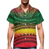 Mäns casual skjortor Hycool gradient polynesisk stamskjorta samoan tatueringar hawaiian 5xl herrknapp upp lösa strandkläder män festkläder