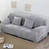 Stol täcker plysch grå soffa för vardagsrum stretch elastiska tjocka slipcover husdjur täcker handduksmöbler skydd 1 st 221202