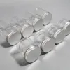 Lagringsflaskor 2st aluminiumbehållare klar kapsel 100/120/150 ml transparent reseflaska plastburkar för smycken smink