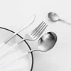 Dinnerware Sets Stainless Steel Tableware White And Silver Cutlery Set Kitchen Spoon Fork Knife Dinner Complete Drop