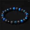 Strand Natural Black Lava Stone Beads Charm Bracelet Tiger Eye Beaded Men Pulsera Homme Gioielli Regali all'ingrosso