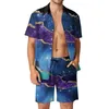 Men's Tracksuits Black White Marble Men Sets Swirl Modern Print Hawaii Casual Shirt Set Short Sleeves Custom Shorts Summer Beach Suit Plus