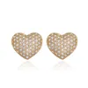 Stud Earrings Ranos Small Cubic Zirconia Heart Champagne Gold Geometric For Women Fashion Jewelry EHF003444