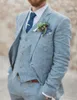 Herrdräkter blazers skräddarsydda män brudgummen smoking blå linne groomsman kostym sommaren för bröllop slitage jacka byxor väst terno 221201