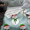 Blankets Christmas Cartoon Throw Blanket Snowman Pattern Fashionable Bedspread Fleece